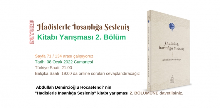 Hadislerle İnsanlığa Sesleniş Kitabı YARIŞMASI 2. Bölüm